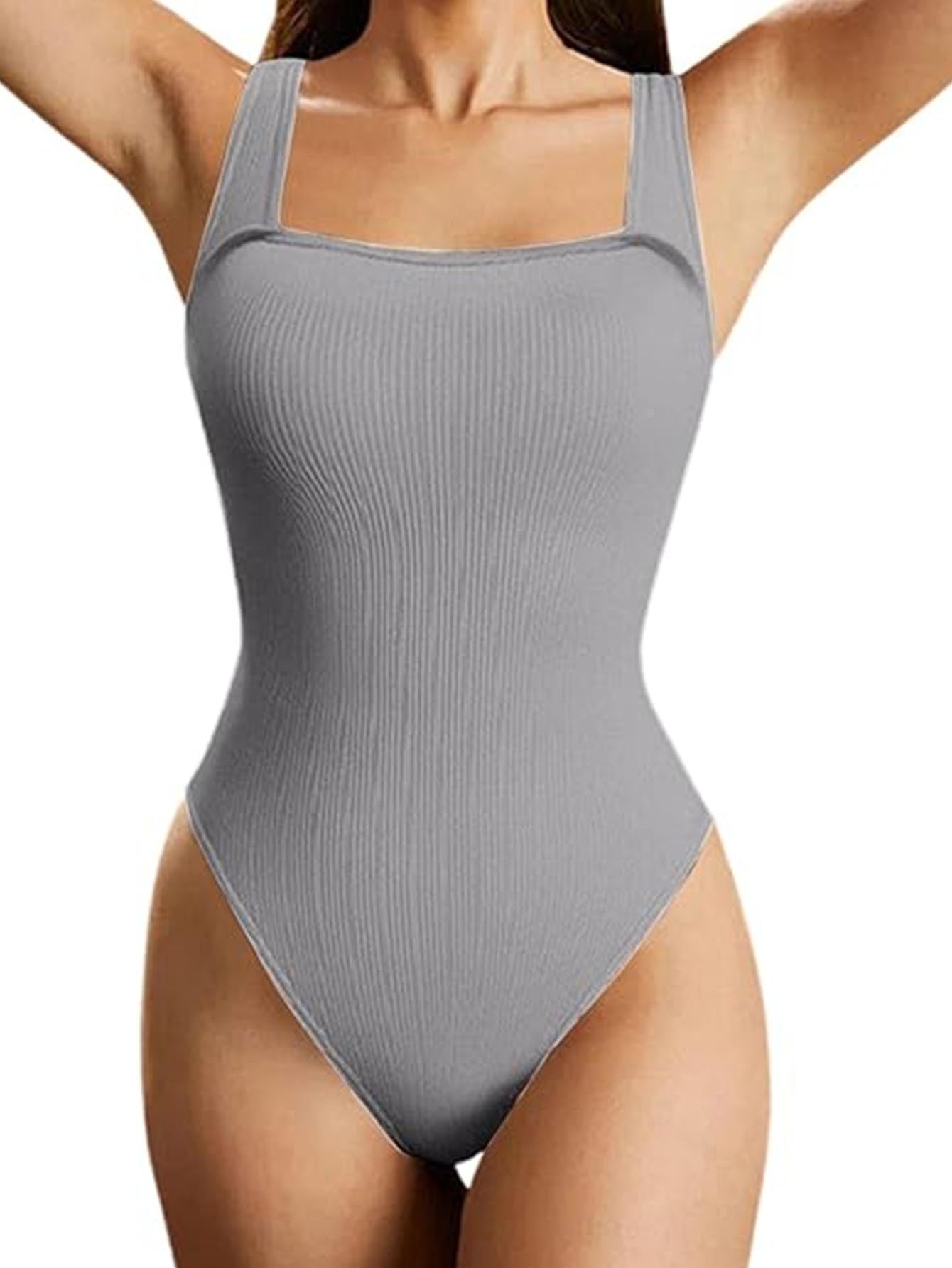 Women's One-piece Set Sleeveless Square Neck Skinny Yoga Bodysuit, Women's Sportswear Clothing