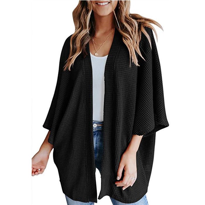 Bat Sleeve Waffle Gerson Women's Cardigan - AMWLY