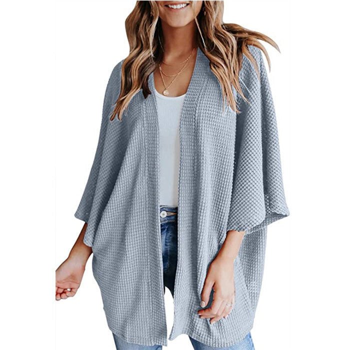 Bat Sleeve Waffle Gerson Women's Cardigan - AMWLY