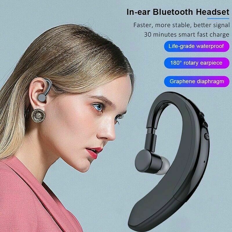 Bluetooth 5.0 Earpiece Driving Trucker Wireless Headset Earbuds Noise Cancelling - AMWLY