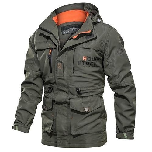 Cross - border men's mid - length casual outdoor hooded plus size jacket - AMWLY