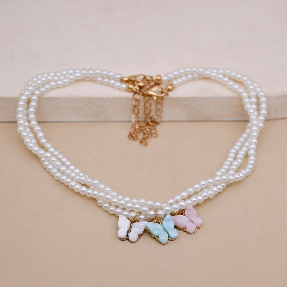 European And American Opal Bow Knot Pearl Necklace Women - AMWLY