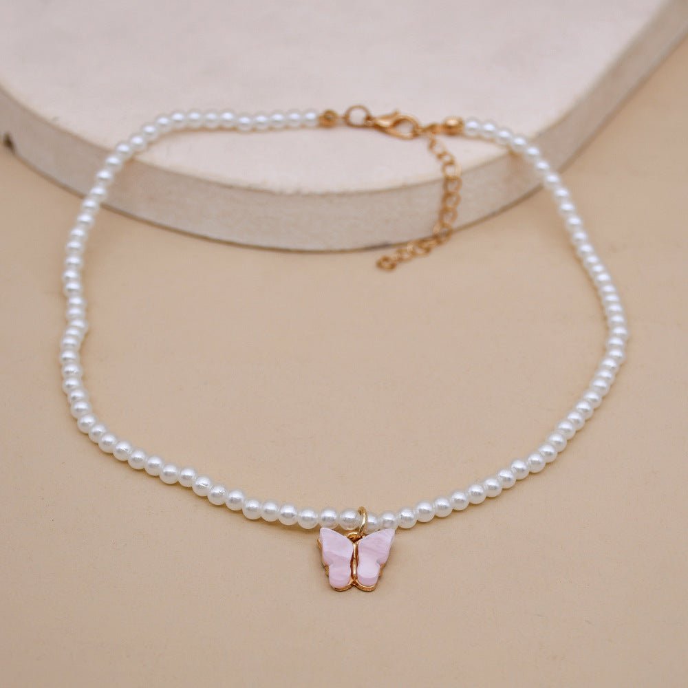 European And American Opal Bow Knot Pearl Necklace Women - AMWLY