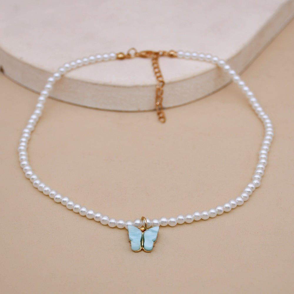 European And American Opal Bow Knot Pearl Necklace Women - AMWLY