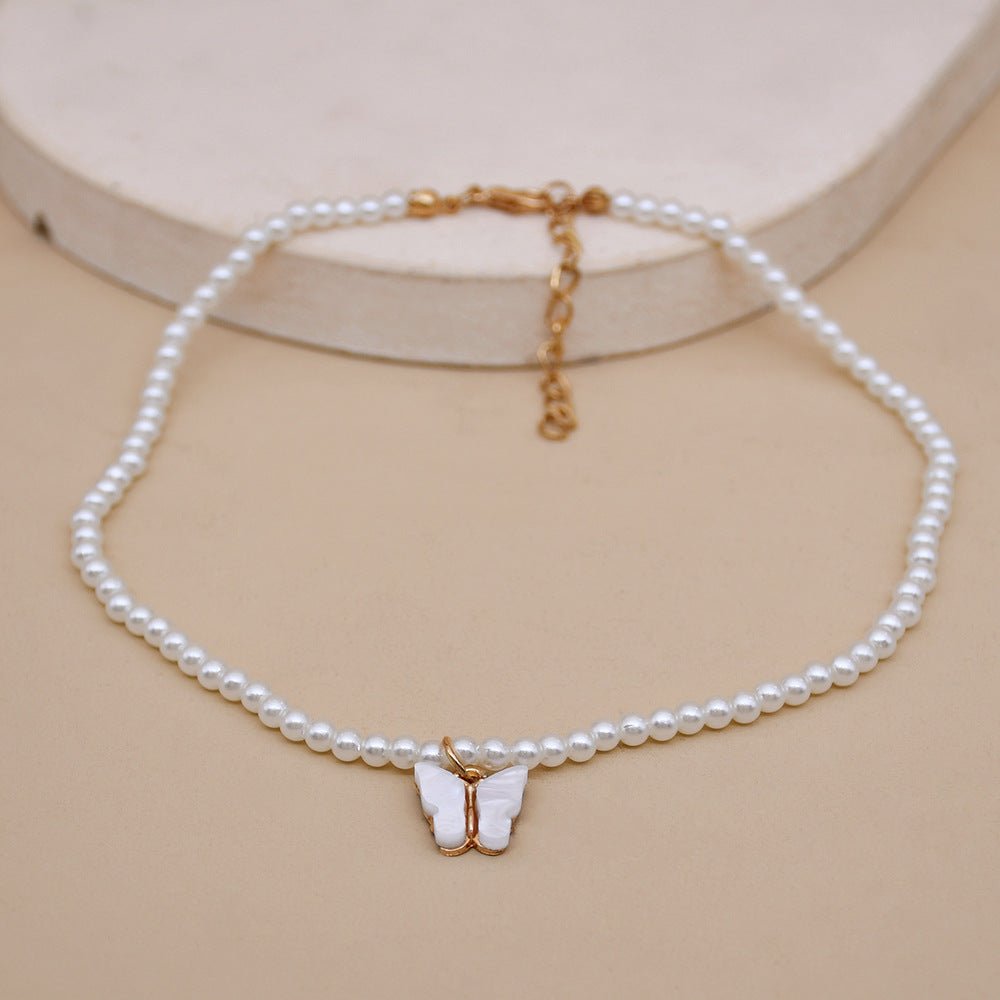 European And American Opal Bow Knot Pearl Necklace Women - AMWLY