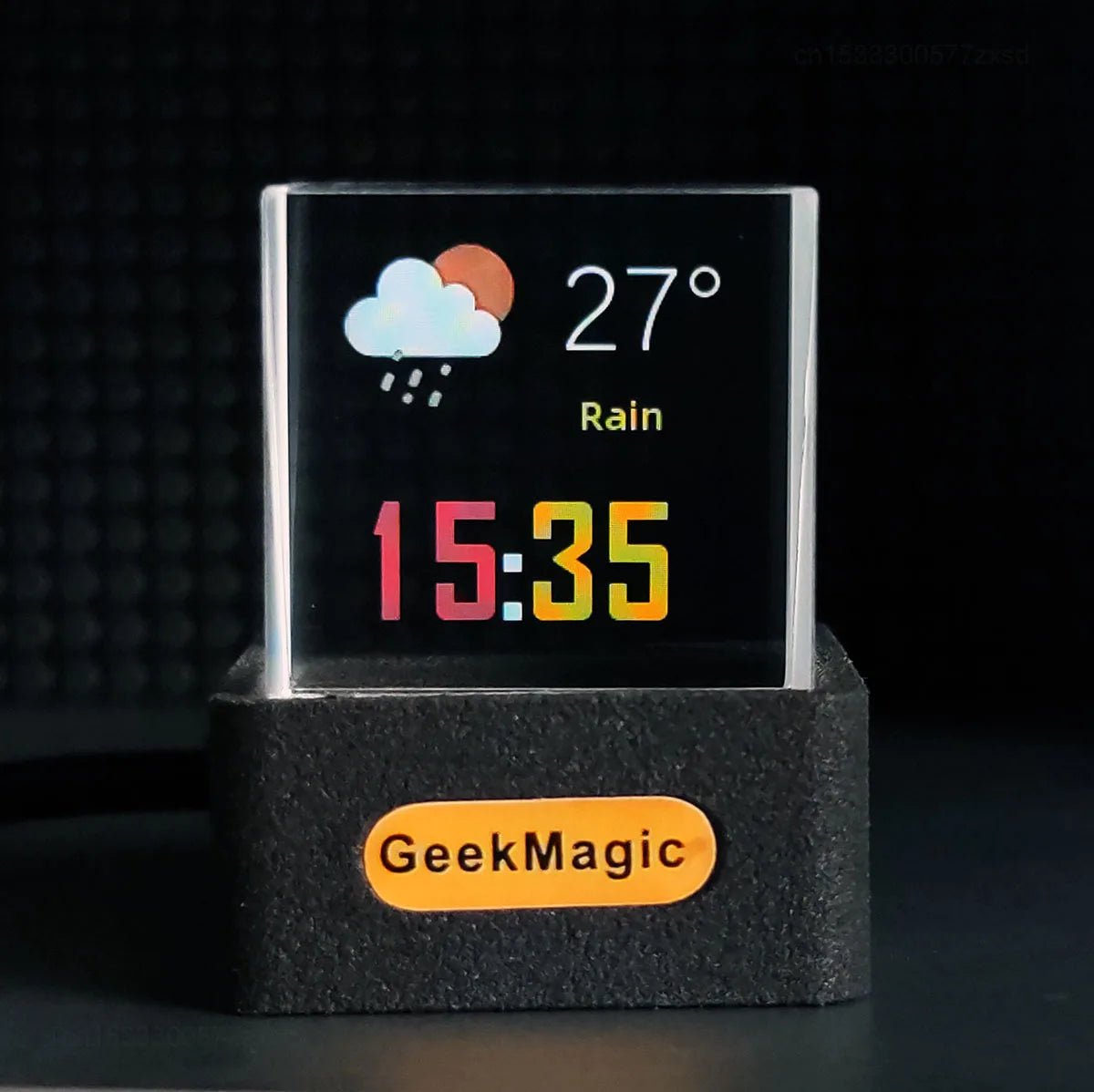 GeekMagic GIFTV Crystal Cube Photo Display Holographic Desktop Smart Weather Station Digital Clock with GIF Animations Album - AMWLY