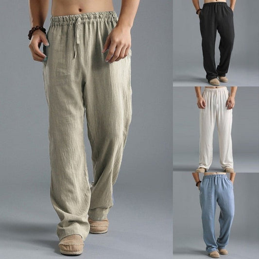 Men's Breathable Linen Loose Casual Sports Pants - AMWLY