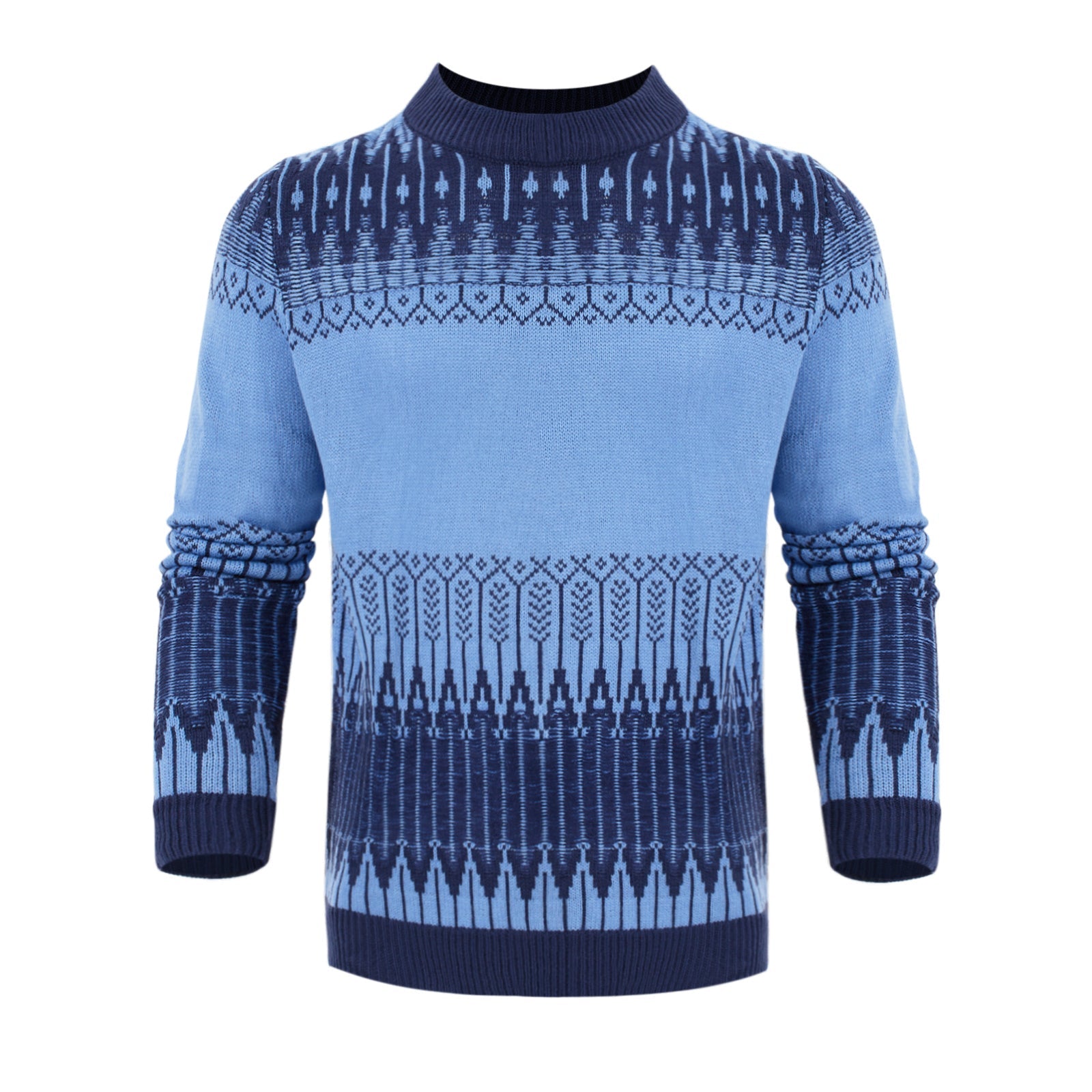 Men's Crewneck Pullover Sweater Unisex Fair Isle Long Sleeve Knitted Sweater - AMWLY