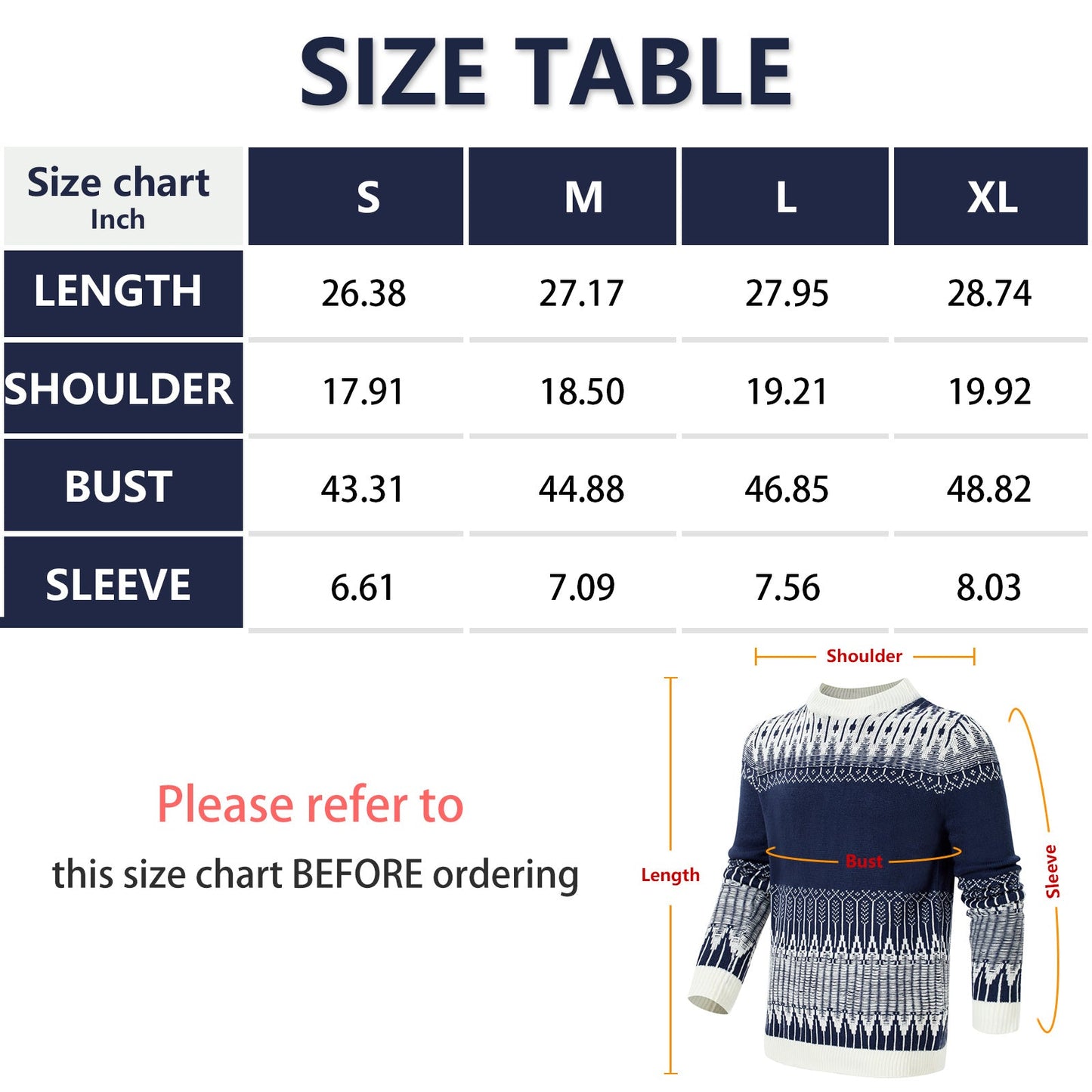 Men's Crewneck Pullover Sweater Unisex Fair Isle Long Sleeve Knitted Sweater - AMWLY