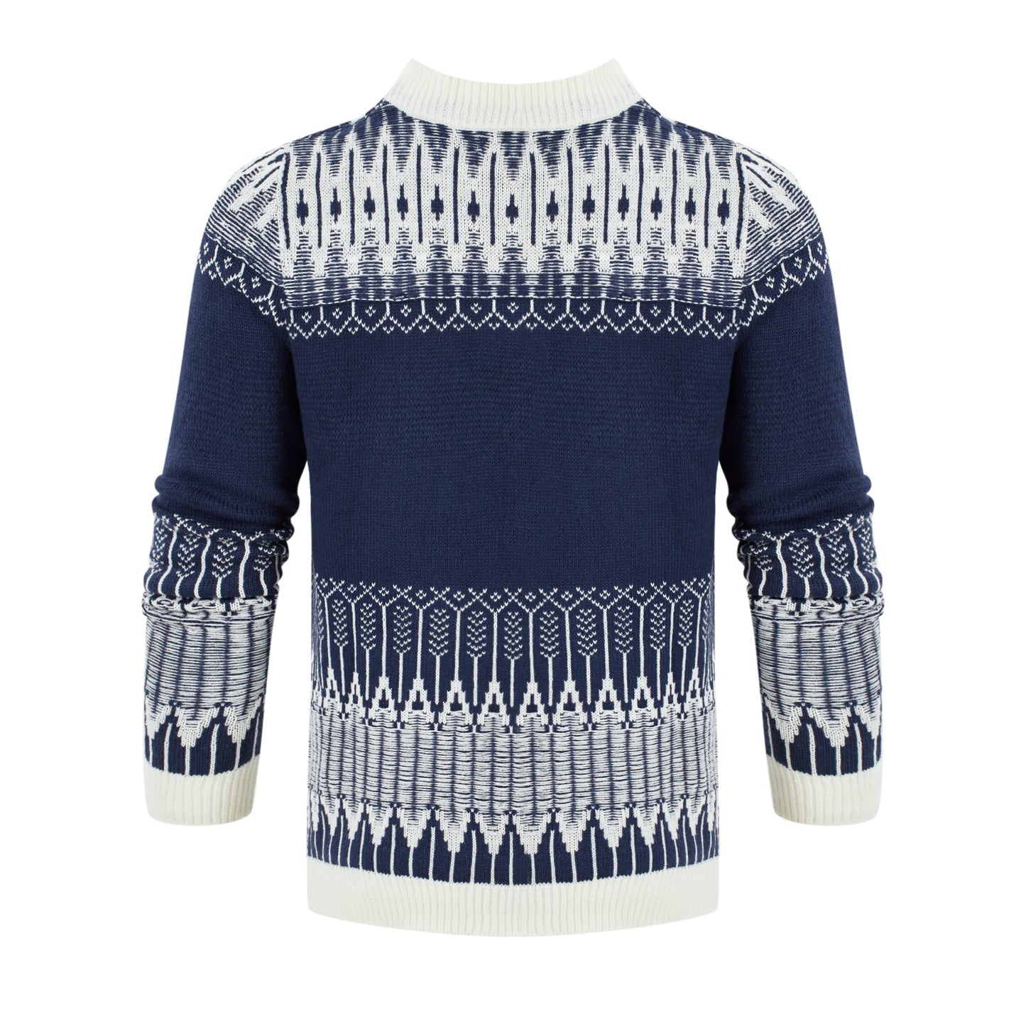 Men's Crewneck Pullover Sweater Unisex Fair Isle Long Sleeve Knitted Sweater - AMWLY