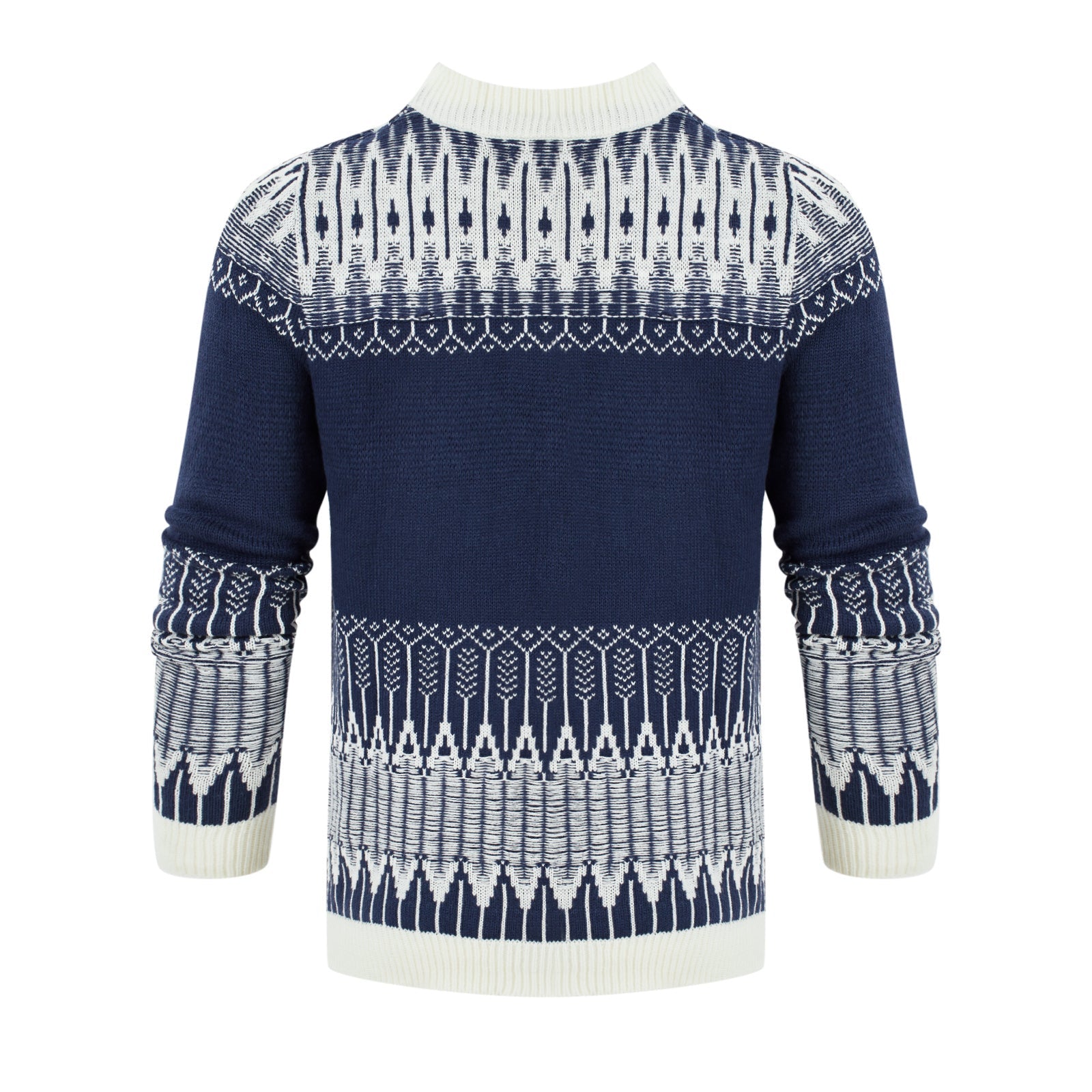 Men's Crewneck Pullover Sweater Unisex Fair Isle Long Sleeve Knitted Sweater - AMWLY