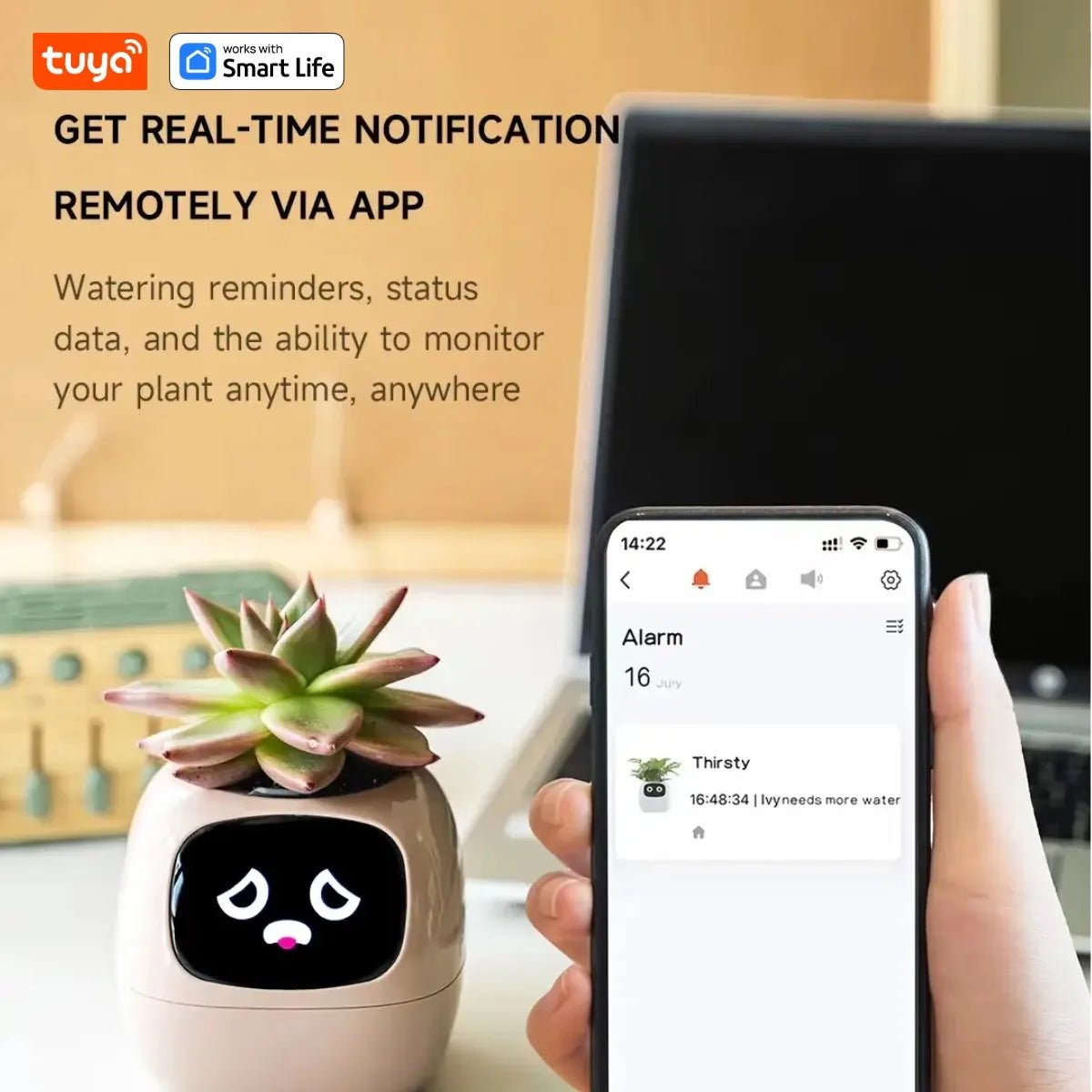 Tuya Ivy Smart Planter,Endless Fun Over 49 Rich Expressions,7 smart sensors,AI Chips Make Raising Plants Easy and Fun - AMWLY